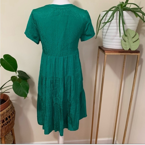 Anthropologie Maeve Tania Sacha Jacquard Tiered Tunic Dress in Green sz Small - Picture 5 of 12